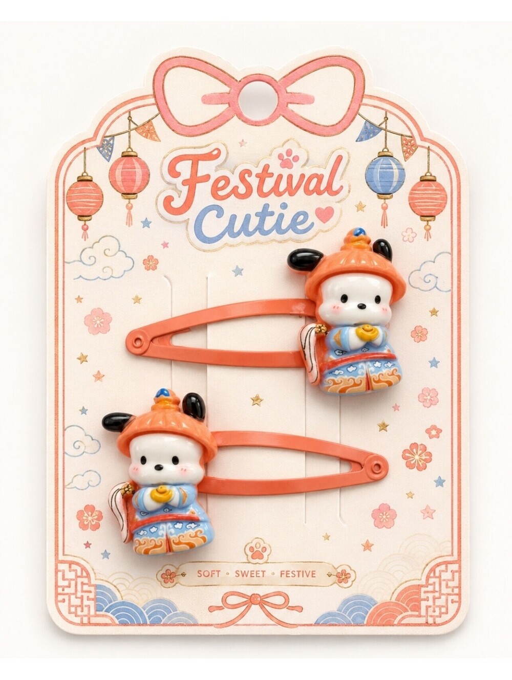 Sanrio Hello Kitty Pochacco Festival Cutie Kimono Japanese Hair Barrettes Clips
